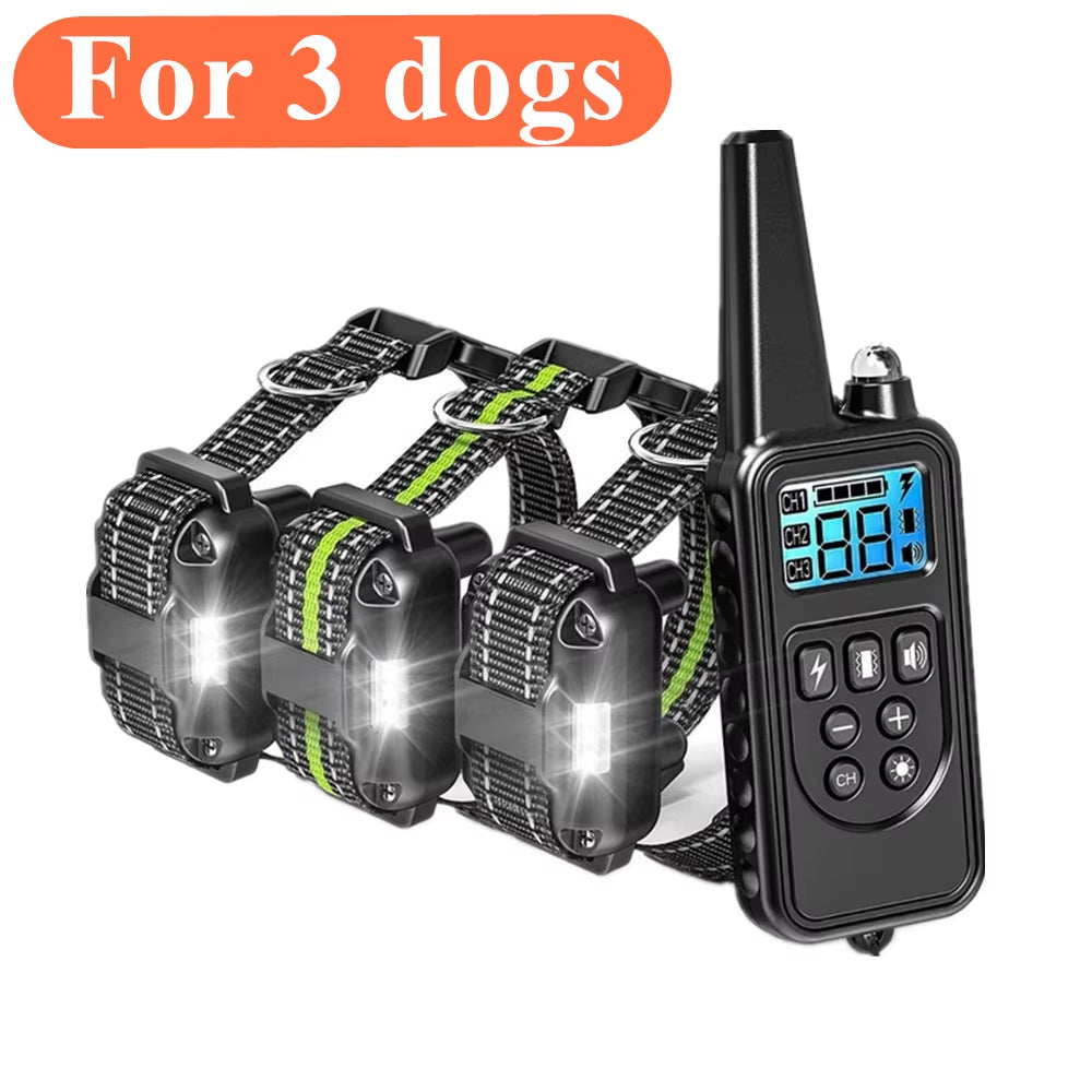 800M Dog Training Collar Remote Electronic Shock Training Collars Rechargeable Waterproof Stop Barking Dog Training Nylon Rope