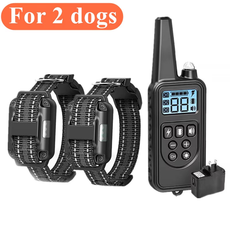 800M Dog Training Collar Remote Electronic Shock Training Collars Rechargeable Waterproof Stop Barking Dog Training Nylon Rope