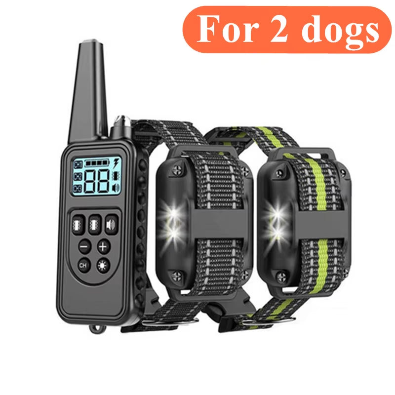 800M Dog Training Collar Remote Electronic Shock Training Collars Rechargeable Waterproof Stop Barking Dog Training Nylon Rope