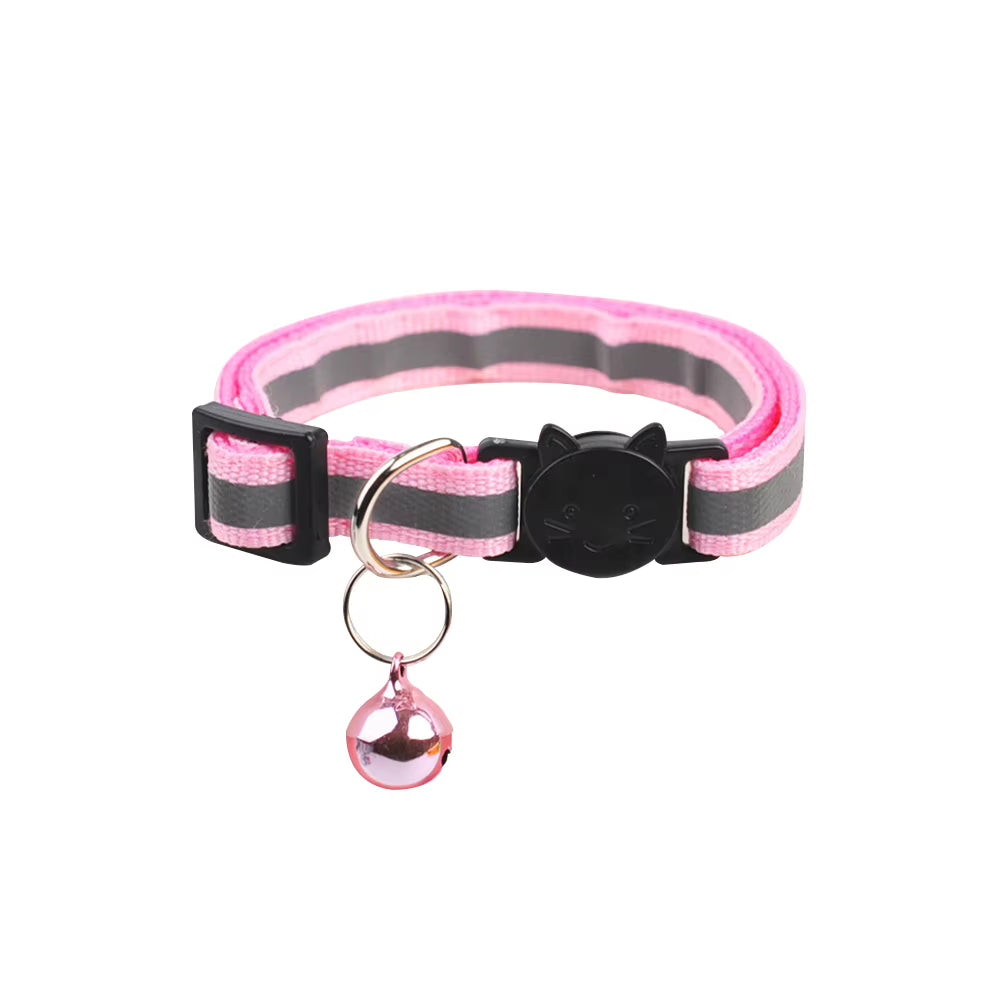 Nylon Cartoon Cat Head Pet Collar Color Bells Reflective Cat Dog Collar Pet Products Safety Breakaway Adjustable Pet Accessories