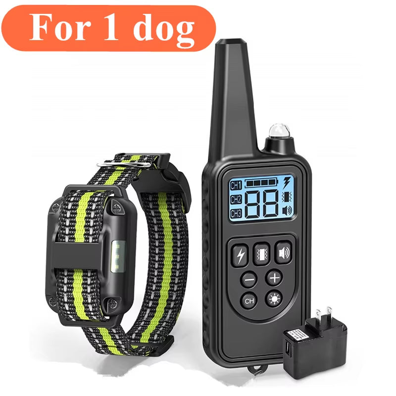 800M Dog Training Collar Remote Electronic Shock Training Collars Rechargeable Waterproof Stop Barking Dog Training Nylon Rope