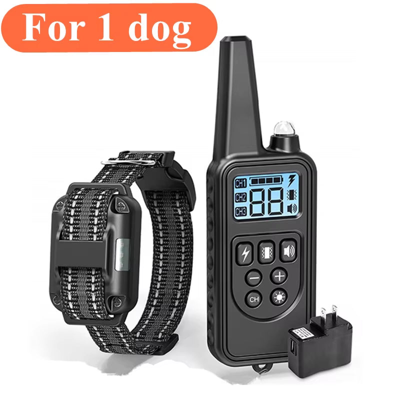 800M Dog Training Collar Remote Electronic Shock Training Collars Rechargeable Waterproof Stop Barking Dog Training Nylon Rope