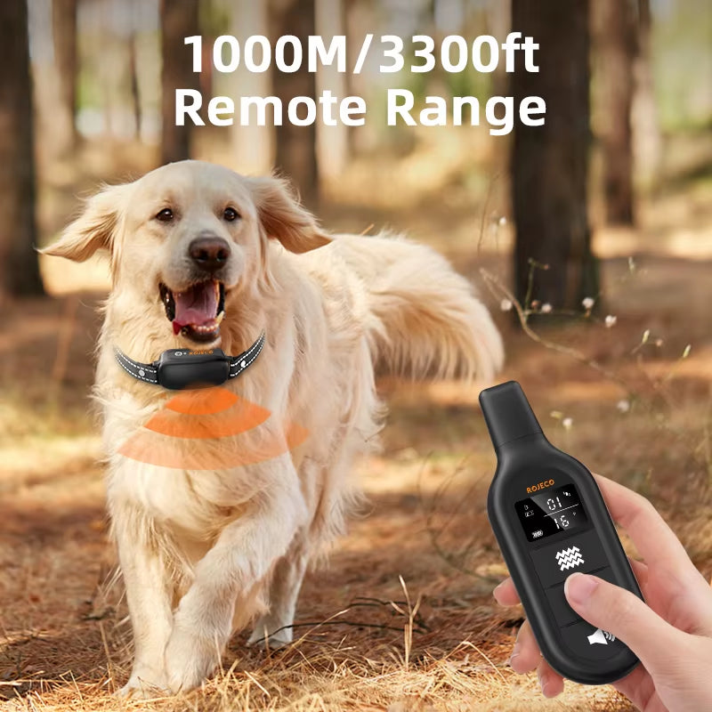 Electric Dog Training Collar 3300Ft Remote Control IPX7 Waterproof Vibrator Electric Pet Puppy Dog Bark Stop Shock Collar