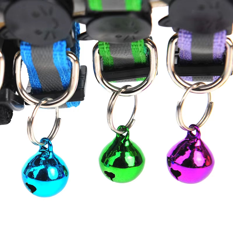 Nylon Cartoon Cat Head Pet Collar Color Bells Reflective Cat Dog Collar Pet Products Safety Breakaway Adjustable Pet Accessories